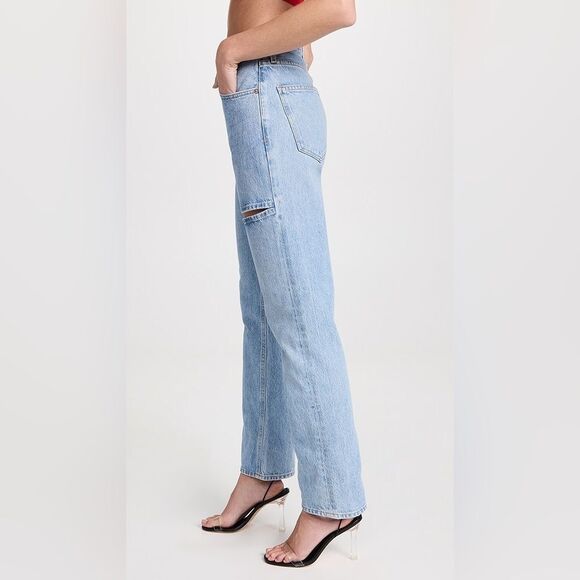 AGOLDE Lana Slice Straight Leg Jeans Size 31 Mid Rise Light Blue 90s Revolve - Picture 2 of 13